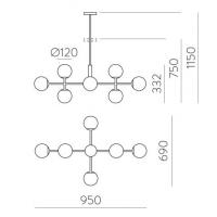 ACB C382082O DORIS Lampadario a sospensione 95 cm oro e bianco