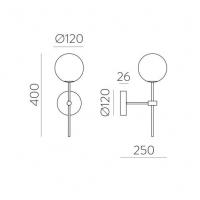 ACB A38201O Doris Wall lamp gold thin structure and glass sphere