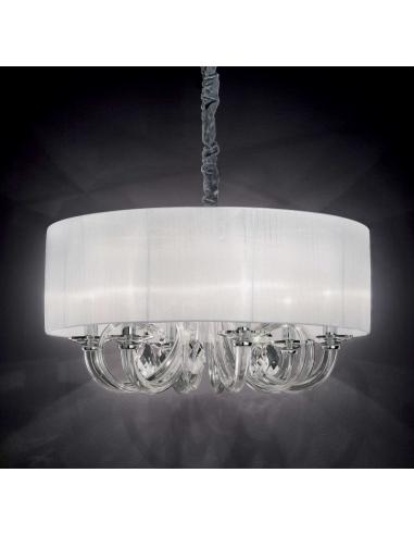 Ideal Lux 035826 Swan SP6 Pendant chandelier with 6-light lampshade White