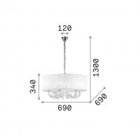 Ideal Lux 035826 Swan SP6 Lampadario a sospensione con paralume 6 luci Bianco