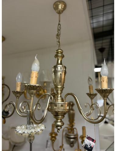 Luce Più DBL 724/5 Lampadario a sospensione 5L legno bronzo