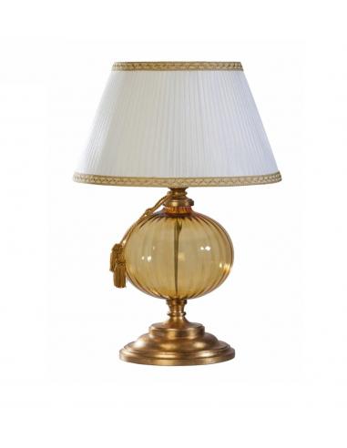 Luce Più DBL CR 302/P Lampada da tavolo h45cm in cristallo ambra e paralume impero