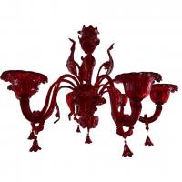 Vintage LADUCA6LRS Ducale Lampadario in Vetro di Murano Rosso 6 luci