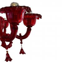 Vintage LADUCA6LRS Ducale Lampadario in Vetro di Murano Rosso 6 luci