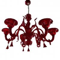 Vintage LADUCA6LRS Ducale Lampadario in Vetro di Murano Rosso 6 luci