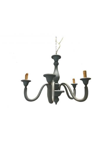 Luce Più DBL 820/5 Pendant chandelier Wood 5L Antique Blue