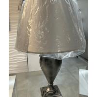 Luce Più DBL 070/G Silver wooden table lamp and satin gray lampshade