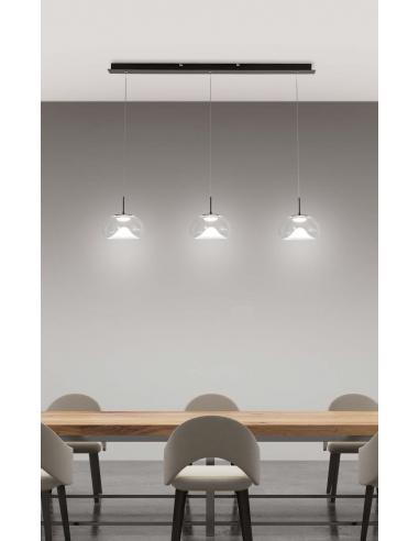 Fabas 3755-48-241 Brena Lampada a sospensione 3L LED Vetro Trasparente