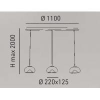 Fabas 3755-48-241 Brena Lampada a sospensione 3L LED Vetro Trasparente