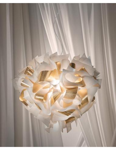 Slamp VELSS00WHG01T00000EU Veli Aurea Lampada Sospensione Bianco/Oro cavo trasparente
