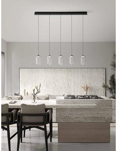 Perenz 8160NLC HUNTER 5-light black rectangular pendant chandelier STRUCTURE ONLY