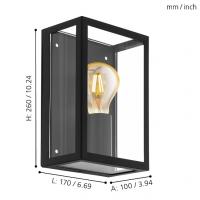 EGLO 94831 Alamonte 1 Outdoor wall lamp black 17x26cm