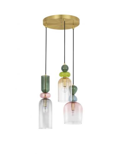 Nova Luce 9009237 MURANO Lampadario a sospensione 3 luci Vetro Multicolor