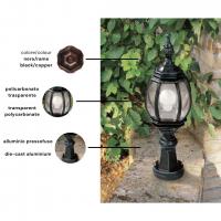 Moretti Luce 25R1.6 Small traditional outdoor floor lamp in black/copper