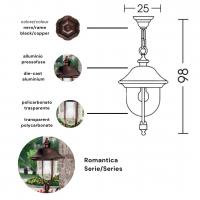 Moretti Luce 642.6 Romantica Lampada da sospensione per esterni nero/ramato
