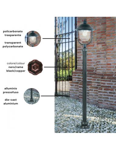 Moretti Luce 64R3.6 Lampada da terra tradizionale per esterni nero/ramato