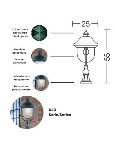 Moretti Luce - 64R1.4 Serie 640 black/green outdoor floor lamp