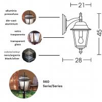 Moretti Luce 561.3 Lampada da parete applique tradizionale per esterni nero e argento