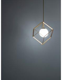 Perenz 6695 OR Cube pendant lamp golden metal 15cm G9