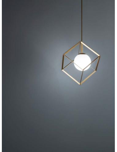 Perenz 6695 OR Cube Lampada a sospensione cubo metallo 15cm G9 oro