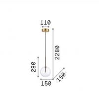 Ideal Lux 277370 Equinoxe SP1 Lampada a sospensione Ø 15 cm Oro sfera vetro trasparente