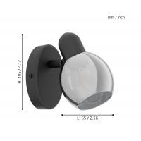 Eglo 98624 Pollica Spot da parete per interni E14 Vetro Vaporizzato Nero