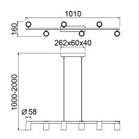 Mantra 8298 Sal Lampada a sospensione lineare 6Luci GU10 Nero