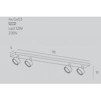 Top Light Edra 1210/4-SA Lampada da soffitto 4luci GX53 Sabbia