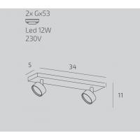 Top Light Edra 1210/2-SA Ceiling lamp 2 lights GX53 Sand