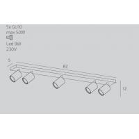 Top Light Kora 1210/5-SA Lampada da soffitto 5luci GU10 Sabbia