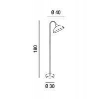 Perenz 6260N Adjustable floor lamp with black rubber stem