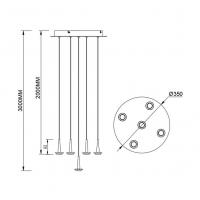 Mantra 9080 Andromeda Pendant Lamp 5 LED Lights Multicolor Glass