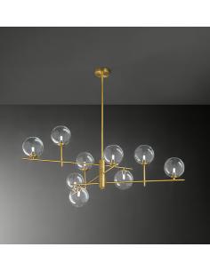 Perenz 8516 OB Pyrex 9-Light Ceiling Chandelier G9 Burnished Brass