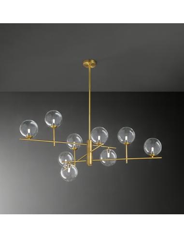 Perenz 8516 OB Pyrex Lampadario da soffitto 9 luci G9 Ottone Brunito