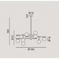 Perenz 8516 OB Pyrex Lampadario da soffitto 9 luci G9 Ottone Brunito