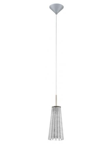 LILIA - SOSPENSIONE 1L x 60W E27 ACCIAIO + PARALUME EFF. RETE SILVER
