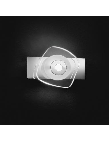 APPLIQUE METALLO C/VETRO TRASPARENTE E SATINATO 13x18cm