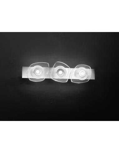 APPLIQUE METALLO C/VETRO TRASPARENTE E SATINATO 13x48cm