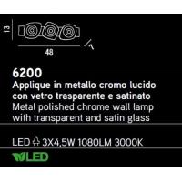 APPLIQUE METALLO C/VETRO TRASPARENTE E SATINATO 13x48cm