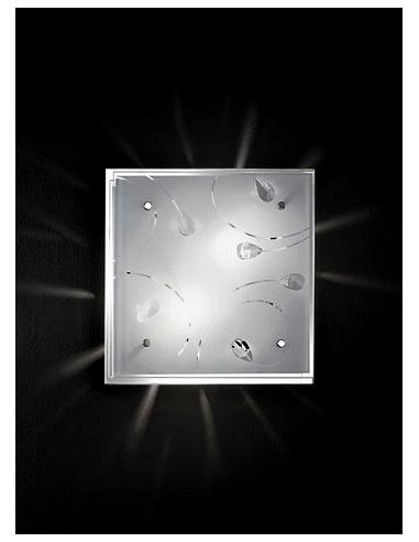 PLAFONIERA IN VETRO CON CRISTALLI 30x30cm