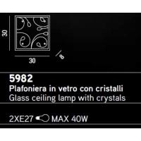 PLAFONIERA IN VETRO CON CRISTALLI 30x30cm