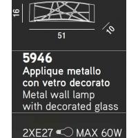 APPLIQUE METAL C/DECORATED GLASS 33x16cm