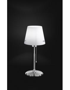 TABLE LAMP POLISHED CHROME C/WHITE GLASS