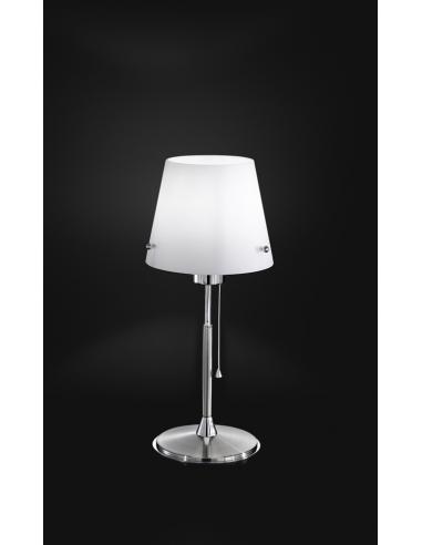 TABLE LAMP POLISHED CHROME C/WHITE GLASS