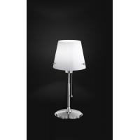 TABLE LAMP POLISHED CHROME C/WHITE GLASS
