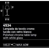 TABLE LAMP POLISHED CHROME C/WHITE GLASS