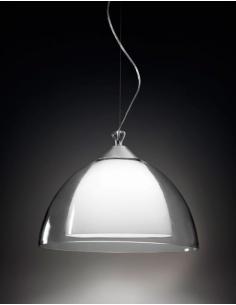 SUSPENSION POLISHED CHROME C/ CLEAR GLASS AND WHITE 44x30cm
