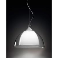 SOSPENSIONE CROMO LUCIDO C/ VETRO TRASPARENTE E BIANCO 44x30cm