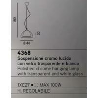 SOSPENSIONE CROMO LUCIDO C/ VETRO TRASPARENTE E BIANCO 44x30cm