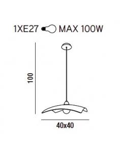 SUSPENSION GLASS RED 40x40cm 2